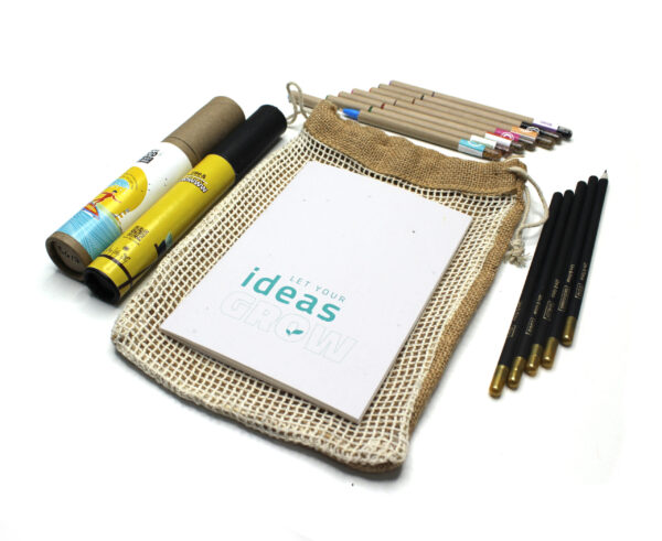 EcoMatic-X Plantable Stationery Jute Bag - Seed Pencils & Pens Set