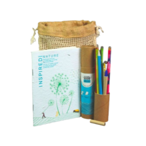 EcoMatic (5+5) - Plantable Seed Pen & Pencil Combo with Notepad in Jute Bag