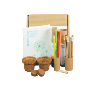 Eco Essentials Pro - Garden Plantable Pencil Set, Anti-Plastic Pen, Notepad, Mini Cocopots in Recycled Box