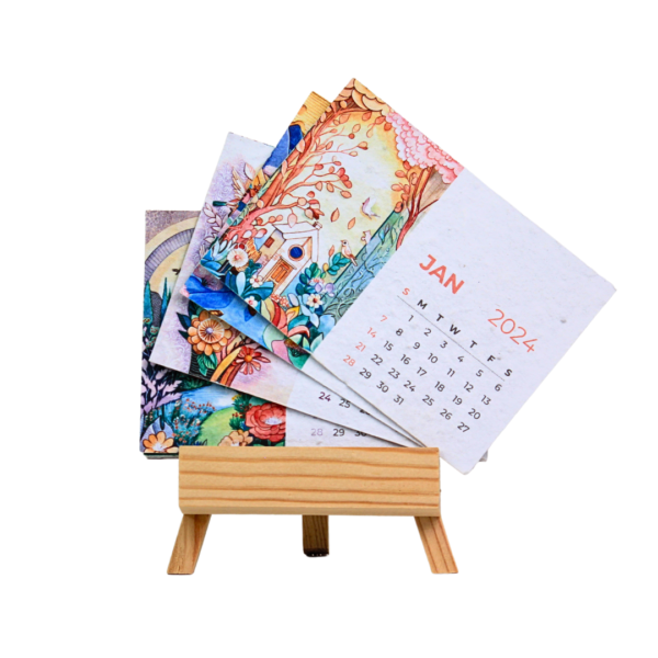 GreenScapes Plantable Calendar with Wooden Stand - Eco Desk Decor