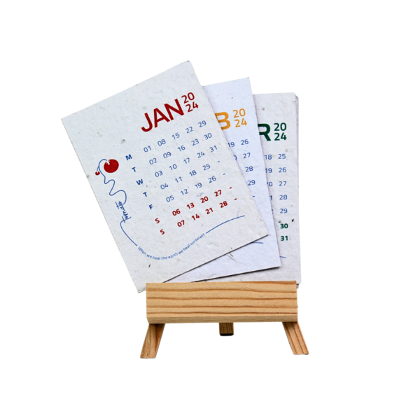 Pro Plantable Calendar with Wooden Easel Stand - Eco Desk Decor